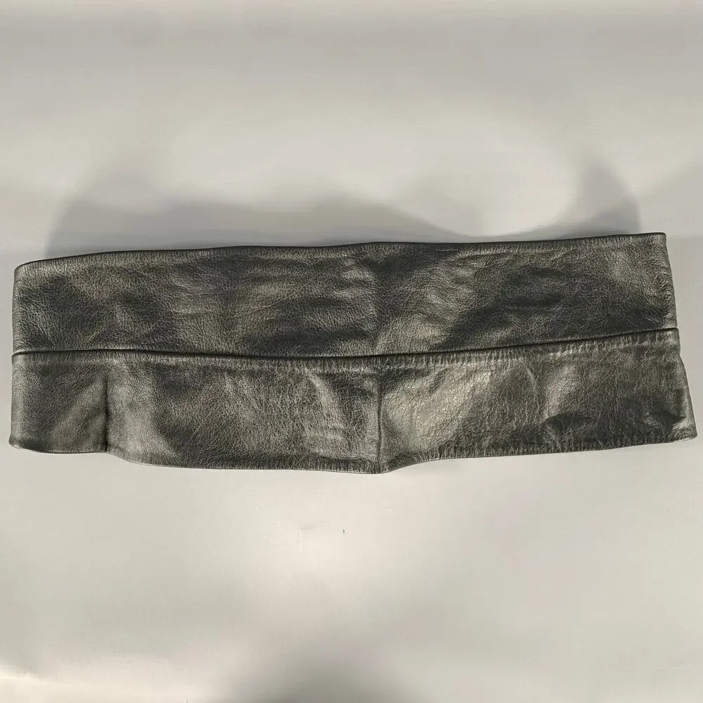 AMAL Size L Black Leather Cummerbund
